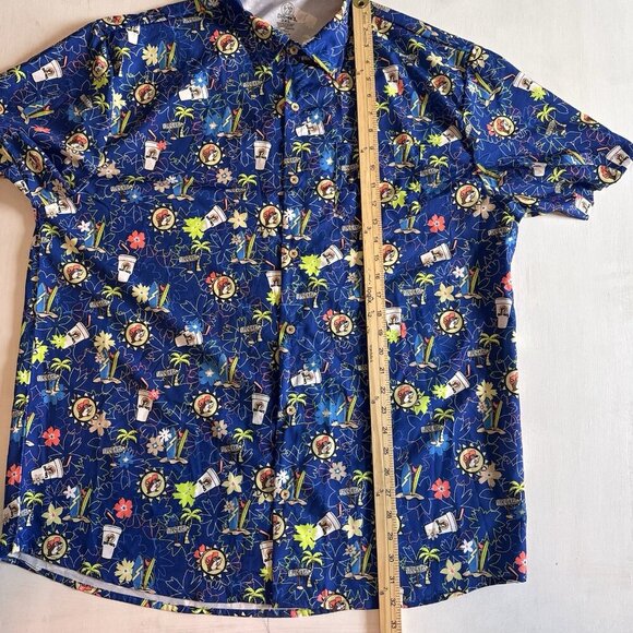 Buc-ees Men’s Shirt 3XL Button Up Beaver Hawaiian Tropical Retro Surfer Palm Tre - Picture 7 of 7
